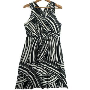 Soma Womens L Black White Stripe Dress Built In Bra Sleeveless Travel